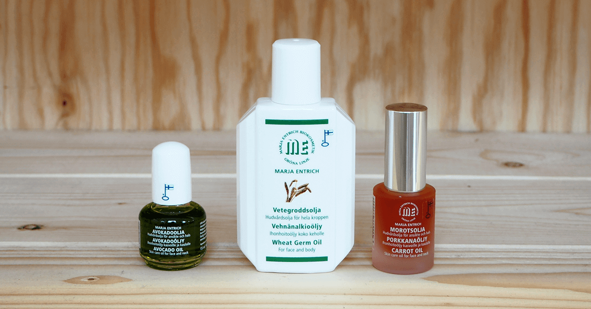 Marja Entrich luonnonkosmetiikkatuotteiden valinta- ja käyttöopas 7 Marja Entrich ravintoöljyt ihon aktiiviseen hoitoon ja hierontaan