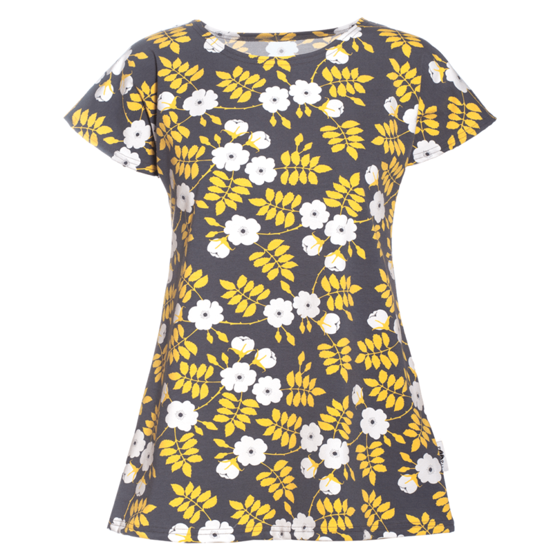 PaaPii Design Vuono T-paita tummanharmaa-keltainen
