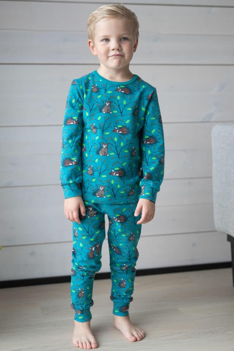 PaaPii Design Rusko pyjama Huomenta petrooli-vihreä 2