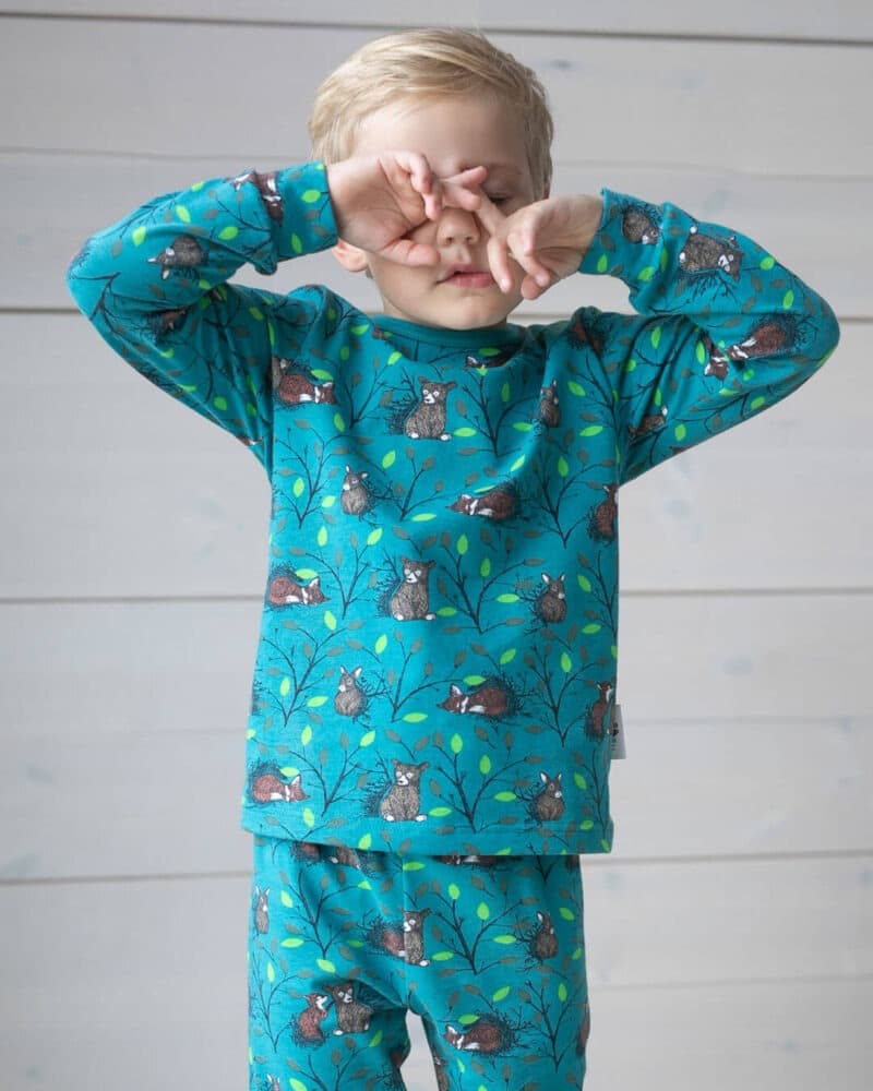 PaaPii Design Rusko pyjama Huomenta petrooli-vihreä 3