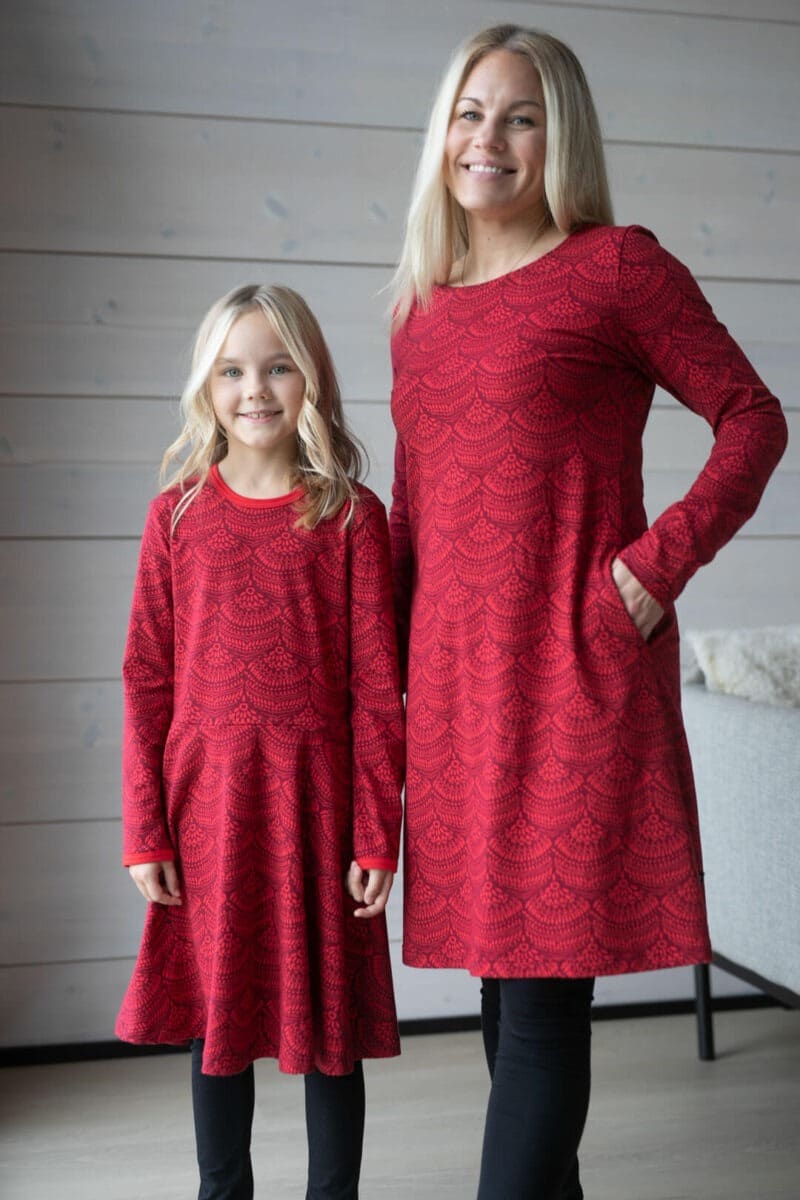 PaaPii Design Sinna mekko ja Sini mekko Pitsi punainen-punajuuri