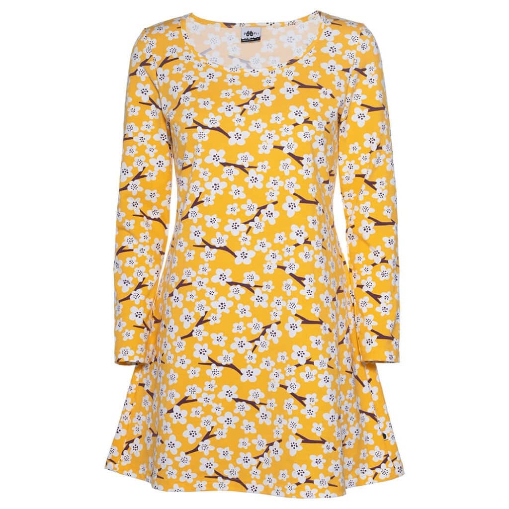 Tunikoiden ja mekkojen oikean koon valintaopas 19 PaaPii Design Sumu tunika Kirsikankukka aurinko